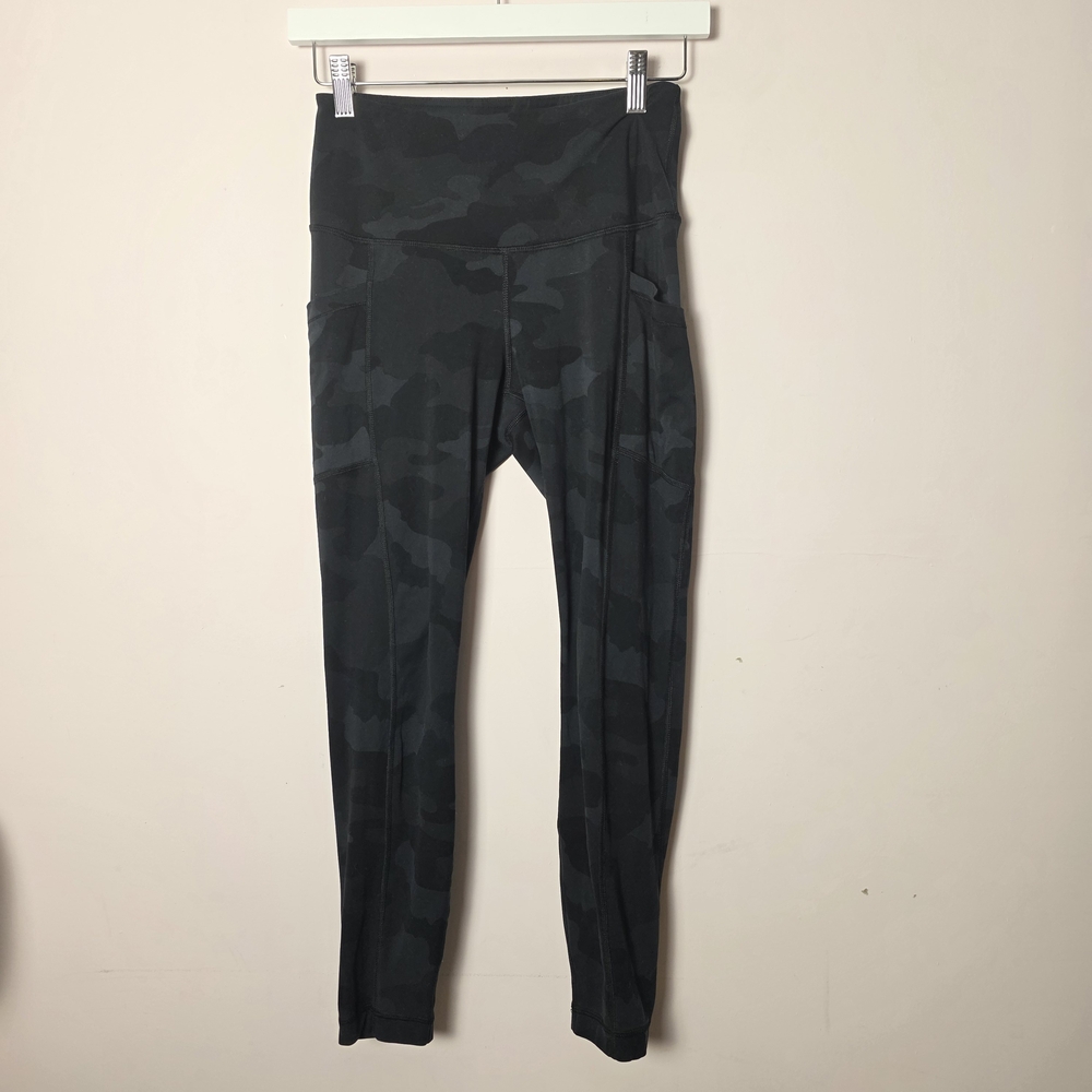 Yogalicious Black Camo High Rise Leggings Small Athletic Yoga Gym Pockets